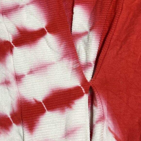 For The Republic Open Wrap Back Top Women’s XL Red Tie Dye Dolman Sleeve - Picture 14 of 16